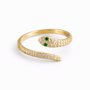 Zircon Snake Ring – Adjustable 925 Sterling Silver Snake Ring